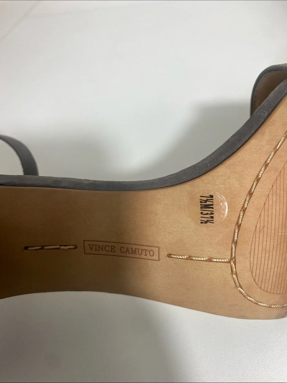 Vince Camuto Charcoal Suede Ankle-Strap Block Heels Size 7.5 M